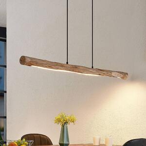 Lindby LED závěsné svítidlo Nekala, černá barva, dřevo, délka 120 cm