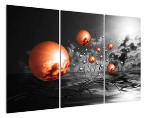 Abstraktní obrazy - oranžové koule (120x80cm)