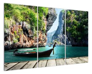 Moderní obraz - loďka na moři (120x80cm)