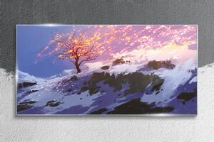 Obraz na skle Obraz na skle Horský strom zimní sníh
