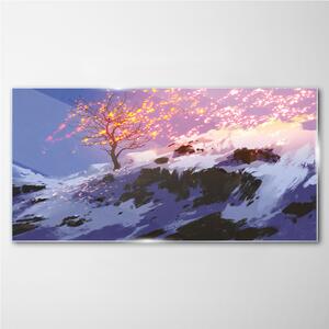Obraz na skle Obraz na skle Horský strom zimní sníh
