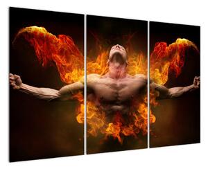 Obraz muže v ohni (120x80cm)