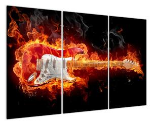 Obraz - kytara v ohni (120x80cm)