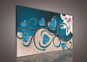 Obraz na plátně srdce modré s lilií 301O1, 75 x 100 cm, IMPOL TRADE