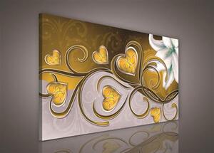Obraz na plátně srdce okrové s lilií 280O1, 75 x 100 cm, IMPOL TRADE