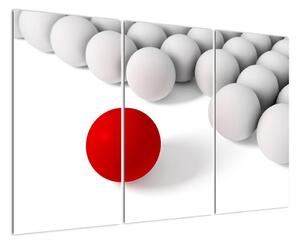Červená koule mezi bílými - abstraktní obraz (120x80cm)