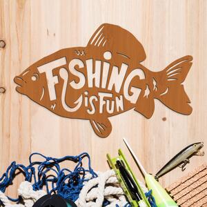 DUBLEZ | Dárek pro rybáře - Dřevěná nálepka - Fishing is fun