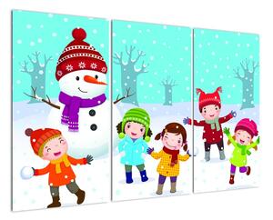 Obraz dětí na sněhu (120x80cm)