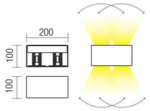 Redo 90303 Vary, antracitové venkovní svítidlo s nastavitelným úhlem svícení LED 4x5W 4000K, 20x10cm