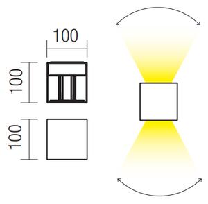 Redo 90172 Vary, bílé venkovní svítidlo s nastavitelným úhlem svícení LED 2x6W 3000K, 10x10cm