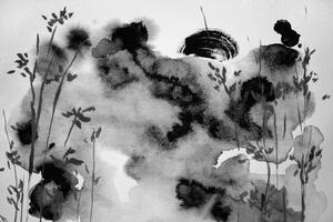 Tapeta černobílá malba japonské oblohy