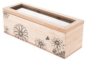 Dřevěný box na čajové sáčky Meadow flowers hnědá, 23 x 8 x 8 cm