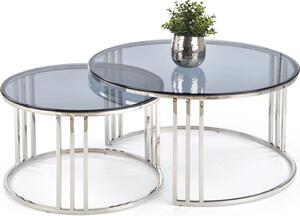 Konferenční stolek MERKUR - stříbrný/kouřové sklo