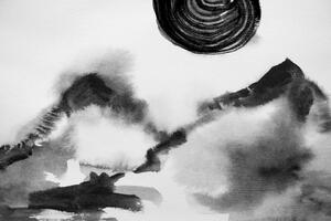 Tapeta černobílá japonská malba