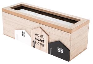 Dřevěný box na čajové sáčky Home town, 23 x 8 x 8 cm
