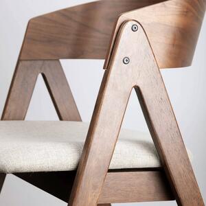 Ořechová dřevěná jídelní židle Somcasa Rina s béžovým sedákem
