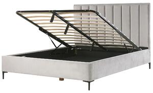 Sametová postel s úložným prostorem 180 x 200 cm šedá SEZANNE