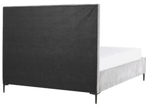 Sametová postel s úložným prostorem 180 x 200 cm šedá SEZANNE
