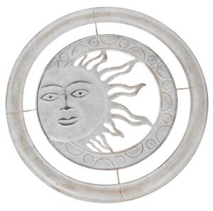 Nástěnná kovová dekorace Slunce šedá, pr. 50 cm