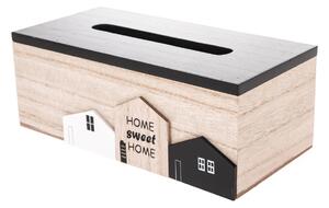 Dřevěný box na kapesníky Home town hnědá, 24 x 12 x 9 cm