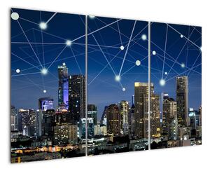Moderní obraz: večerní město budoucnosti (120x80cm)