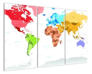 Obraz - barevná mapa světa (120x80cm)