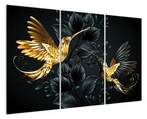 Obraz - zlatí ptáci (120x80cm)