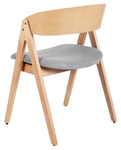 Přírodní dřevěná jídelní židle Somcasa Rina se šedým sedákem
