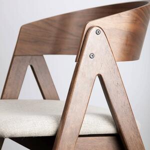 Ořechová dřevěná jídelní židle Somcasa Rina se šedým sedákem