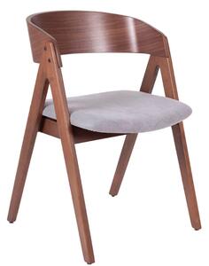 Ořechová dřevěná jídelní židle Somcasa Rina se šedým sedákem