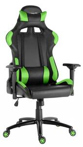 Herní židle RACING ZK-012 — PU kůže, černá / zelená, nosnost 130 kg