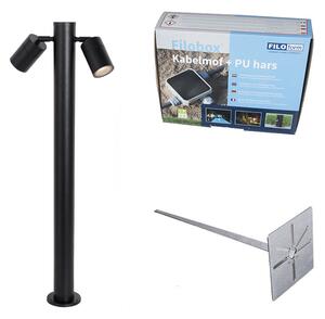 Stojací venkovní lampa černá 80 cm IP44 nastavitelná 2-světlo - Duo