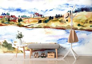 Tapeta akvarelová vesnička