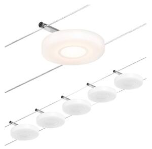 Paulmann Wire DiscLED LED lanový systém, pětilampový, Bílá / opál, Chodba, Plast, Moderní