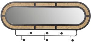 White Label Černý kovový věšák se zrcadlem WLL AIDA 55 x 120 cm