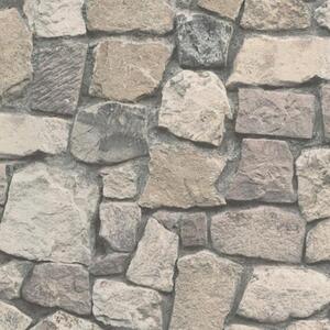 Vliesové tapety na zeď Wood´n Stone 859532, kamenná zeď hnědá, rozměr 10,05 m x 0,53 m, A.S.Création
