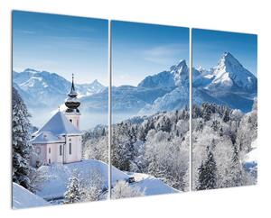 Kostel v horách - obraz zimní krajiny (120x80cm)