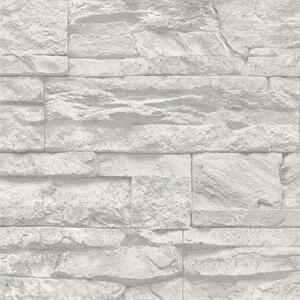 Vliesové tapety na zeď Wood´n Stone 707116, kámen šedo-bílý, rozměr 10,05 m x 0,53 m, A.S.Création