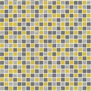 Vinylové tapety na zeď 135747, rozměr 10,05 m x 0,53 m, mozaika šedo-žlutá, IMPOL TRADE