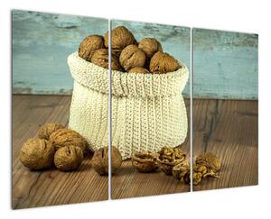 Obraz - ořechy v pleteném koši (120x80cm)