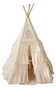 Moi Mili Boho stan teepee s volánky a výšivkou béžový