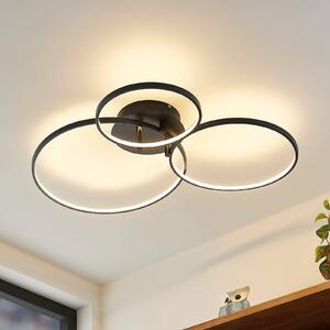 Lindby LED stropní svítidlo Rayk, černé, kov, 77 cm, stmívatelné, stmívatelný, Černá, Obývací pokoj / jídelna, Moderní