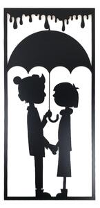 Dřevěná nástěnná dekorace Děti v dešti černé