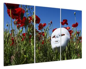 Obraz - maska v trávě (120x80cm)