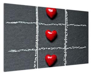 Šachovnice s červenými srdci (120x80cm)