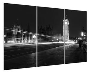 Černobílý obraz Londýna - Big ben (120x80cm)
