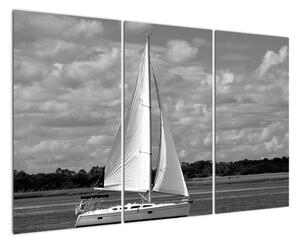 Obraz černobílé plachetnice (120x80cm)