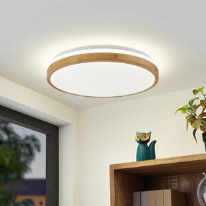 Lindby LED stropní svítidlo Emiva, Ø 49 cm, CCT, dřevo