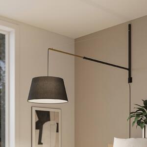 Lucande Nástěnné svítidlo Beleza, výška 150 cm, výsuvné, textilní, Černá, Obývací pokoj / jídelna, Hliník, Moderní