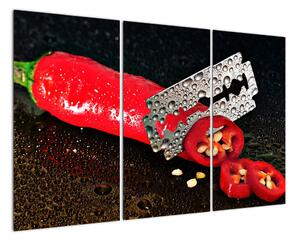 Obraz papriky s žiletkou (120x80cm)